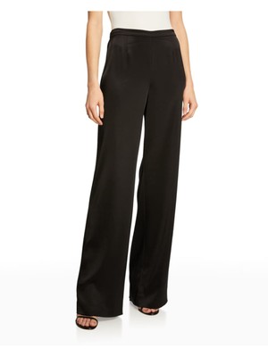 Женские черные широкие брюки с эластичной резинкой сзади и высокой талией ST JOHN, вечерние брюки с высокой талией 18