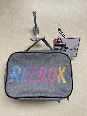 Reebok Weekender Toiletry Bag Travel Gray 2 Compartment Zippers 11 x7.5 x4.5 