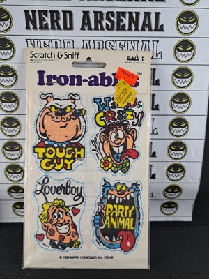 vintage Scratch And Sniff Iron-Ables Iron-On Stickers Patches Tough guy 1984 