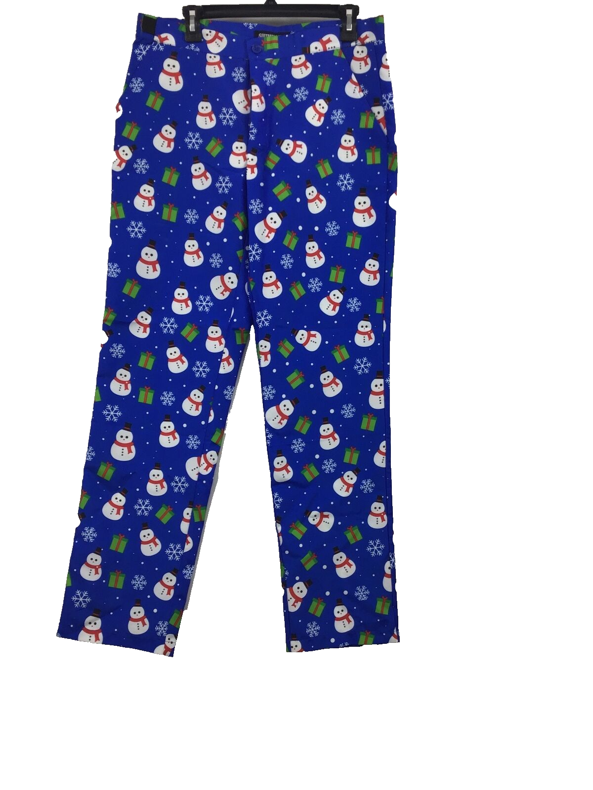 Xmas Pants, Suitmeister Men's Medium 38-40 Ugly Christmas Pants Blue Snowman