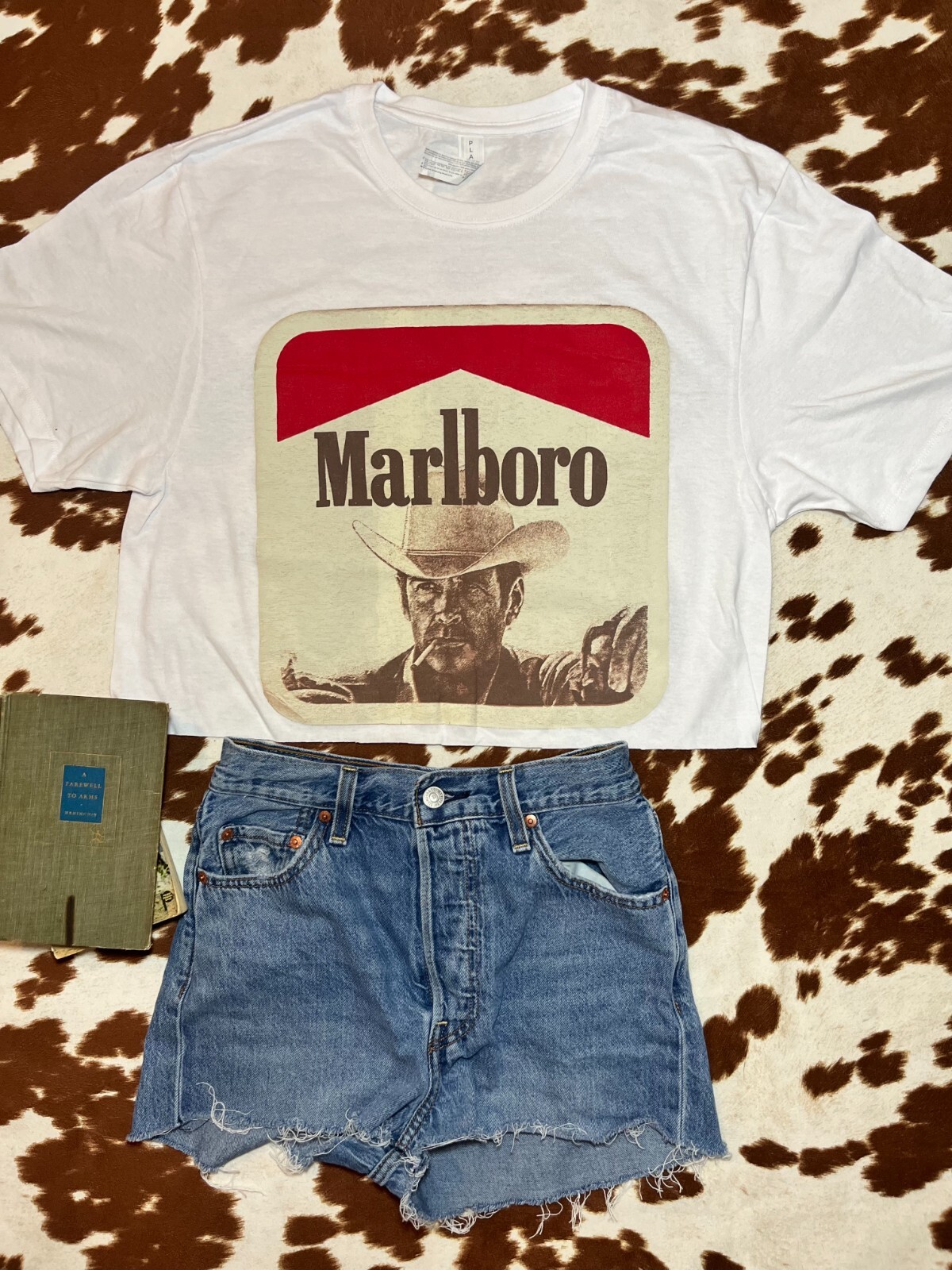 Marlboro Cowboy Women's Short Sleeve Crop Top | Western Fashion