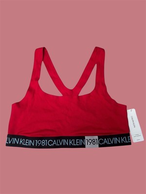 Calvin Klein Women's Red 1981 Bold Unlined Bralette Size UK16/XL BNWT