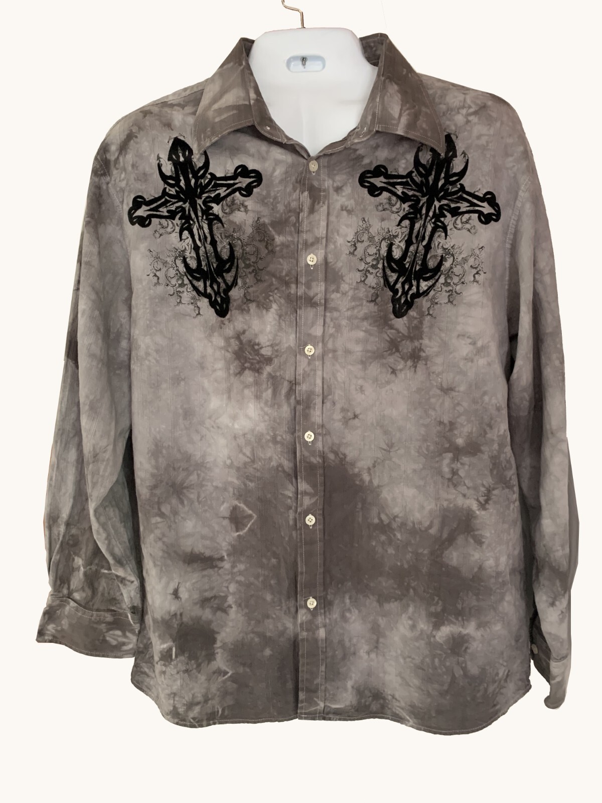 Eighty Eight Men's Embroidery Shirt 100% Cotton Size XXL