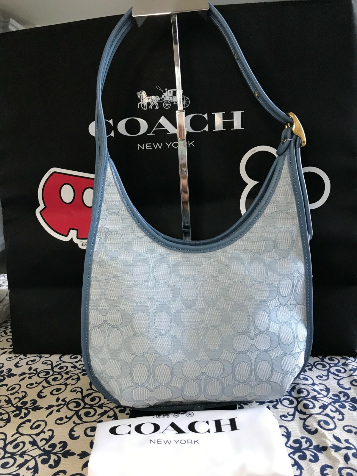 Coach Ergo Medium Shoulder Bag In Signature Jacquard C2588 Marble Blue
