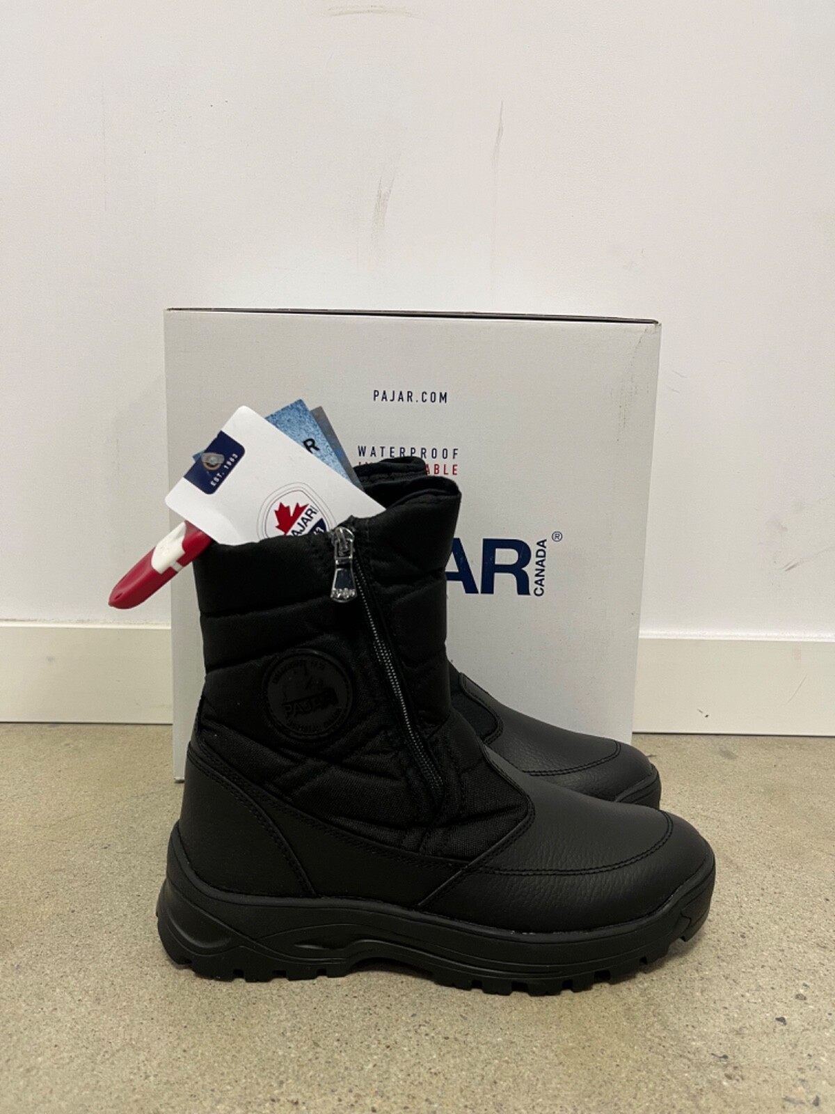 Pre-owned Pajar Men's Mirko Zip Up Boot W/ Ice-gripper Black All Sizes