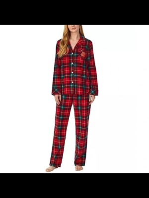 

LAUREN RALPH LAUREN Женские красные брюки в клетку с логотипом, прямые брюки, фланелевая пижама, Красный