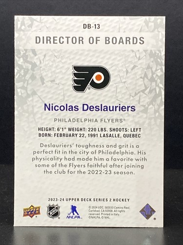 2023-24 UD Upper Deck Series 2 Director of Boards DB-13 Nicolas Deslauriers