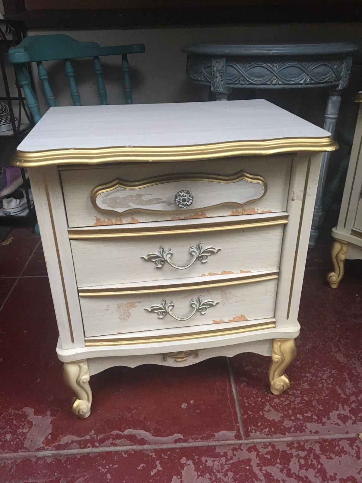 Vintage Nightstand 70s Sears Bonnet Hollywood Regency~French