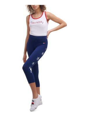 

TOMMY HILFIGER SPORT Женские темно-синие эластичные леггинсы для активного отдыха с высокой талией, Navy, TP09004P