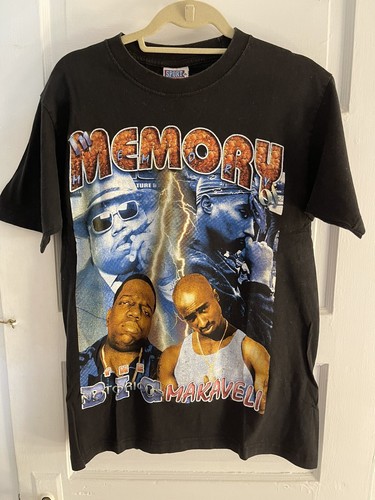 Vintage Biggie Tupac 90s Rap Tee Shirt 2pac Stop Violence In Memory Large