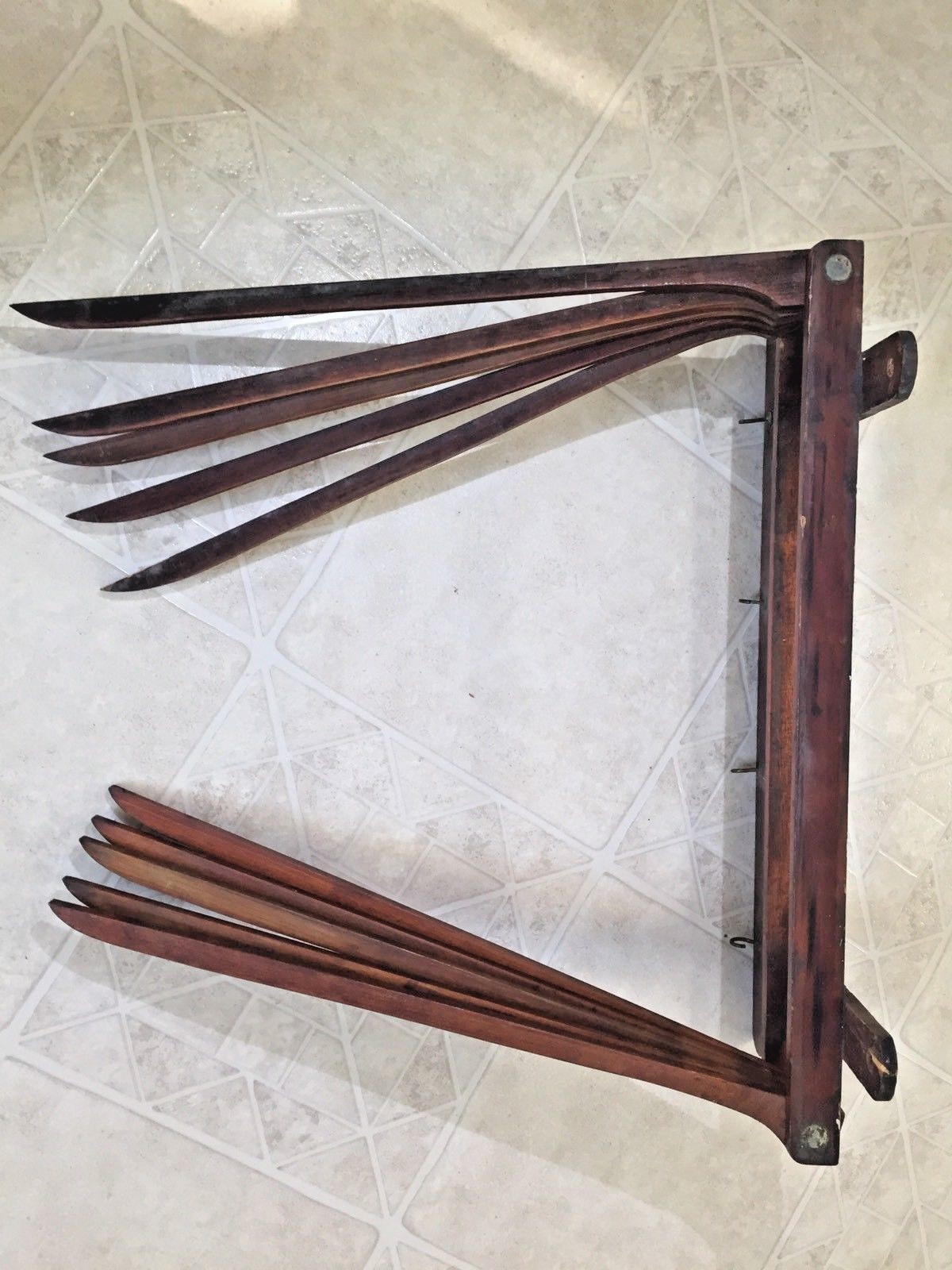 Clothes Drier Hanging Laundry Wood Drying Rack  Primitive Antique 10 arm