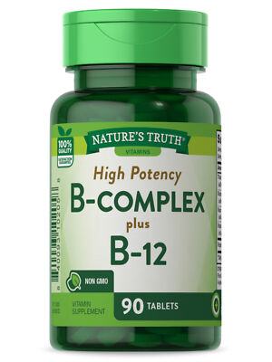 Nature's Truth Vitamins High Potency B-Complex Plus B-12 Non-GMO Tablets 90 Ct