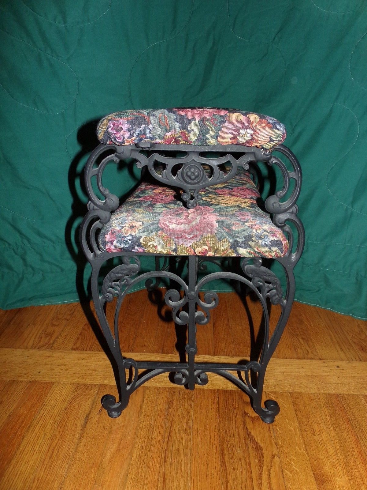 Vintage Victorian Cast Iron Bench With Side Arms Ornate Cast Iron Frame