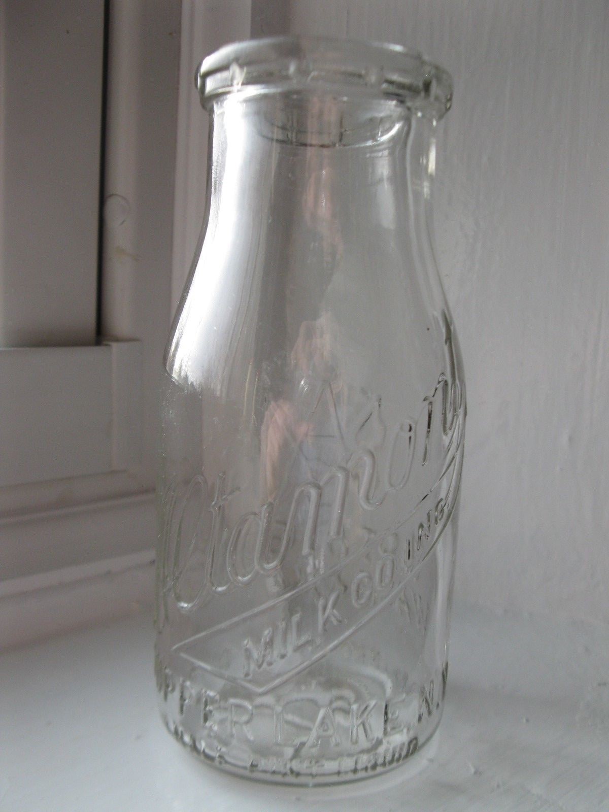 Vintage Altamont TUPPER LAKE NY CARTHAGE NY Embossed 1/2 HALF PINT Milk Bottle