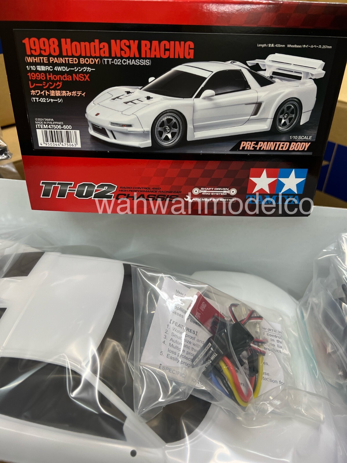 Tamiya 47506 - 1/10 RC 1998 Honda NSX Racing White Painted Tamiya 47506 - 1/10 RC 1998 Honda NSX Racing White Painted