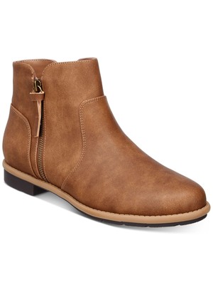 STYLE & COMPANY Womens Brown Zipper Oaklynn Almond Toe Block Heel Booties 5 M