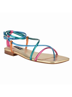 

NINE WEST Женские золотые ремешки Mandie с квадратным носком на блочном каблуке 7,5 м, Золотой, WNMANDIE3