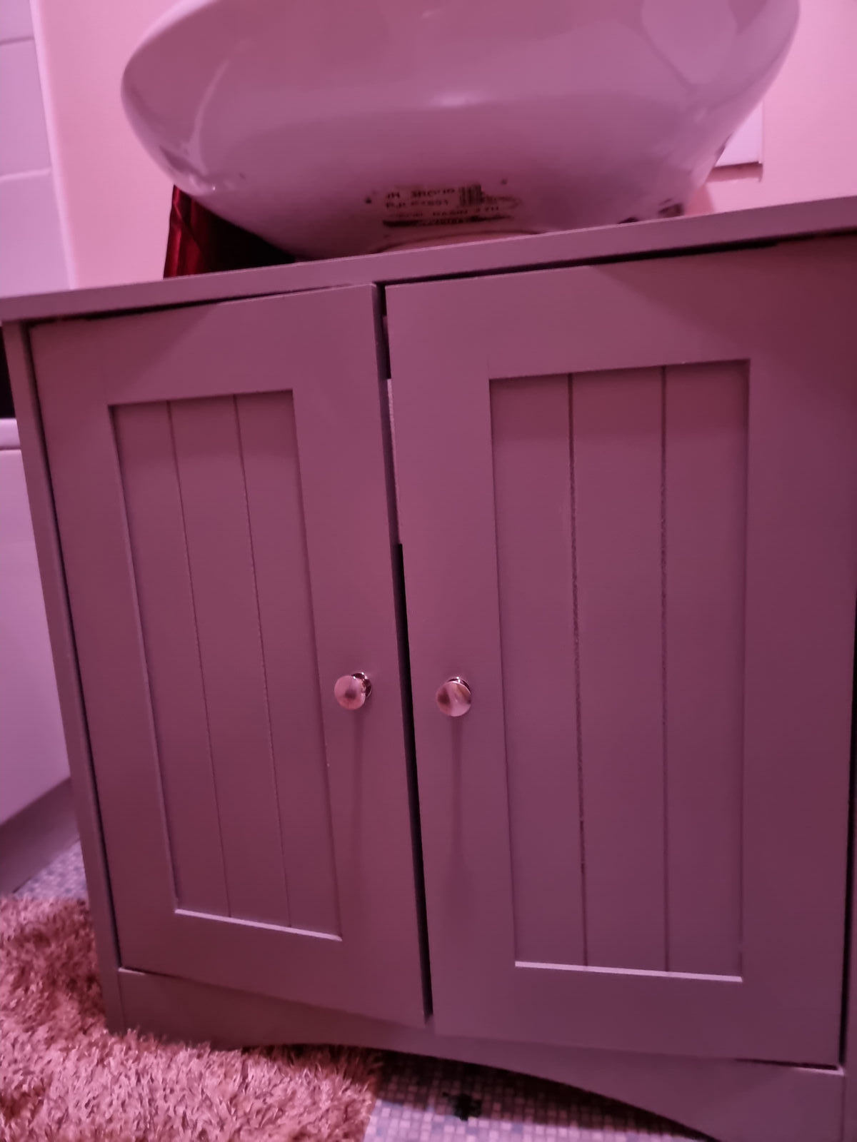 Grey Bathroom Under Sink Basin Storage Cupboard Vanity Unit