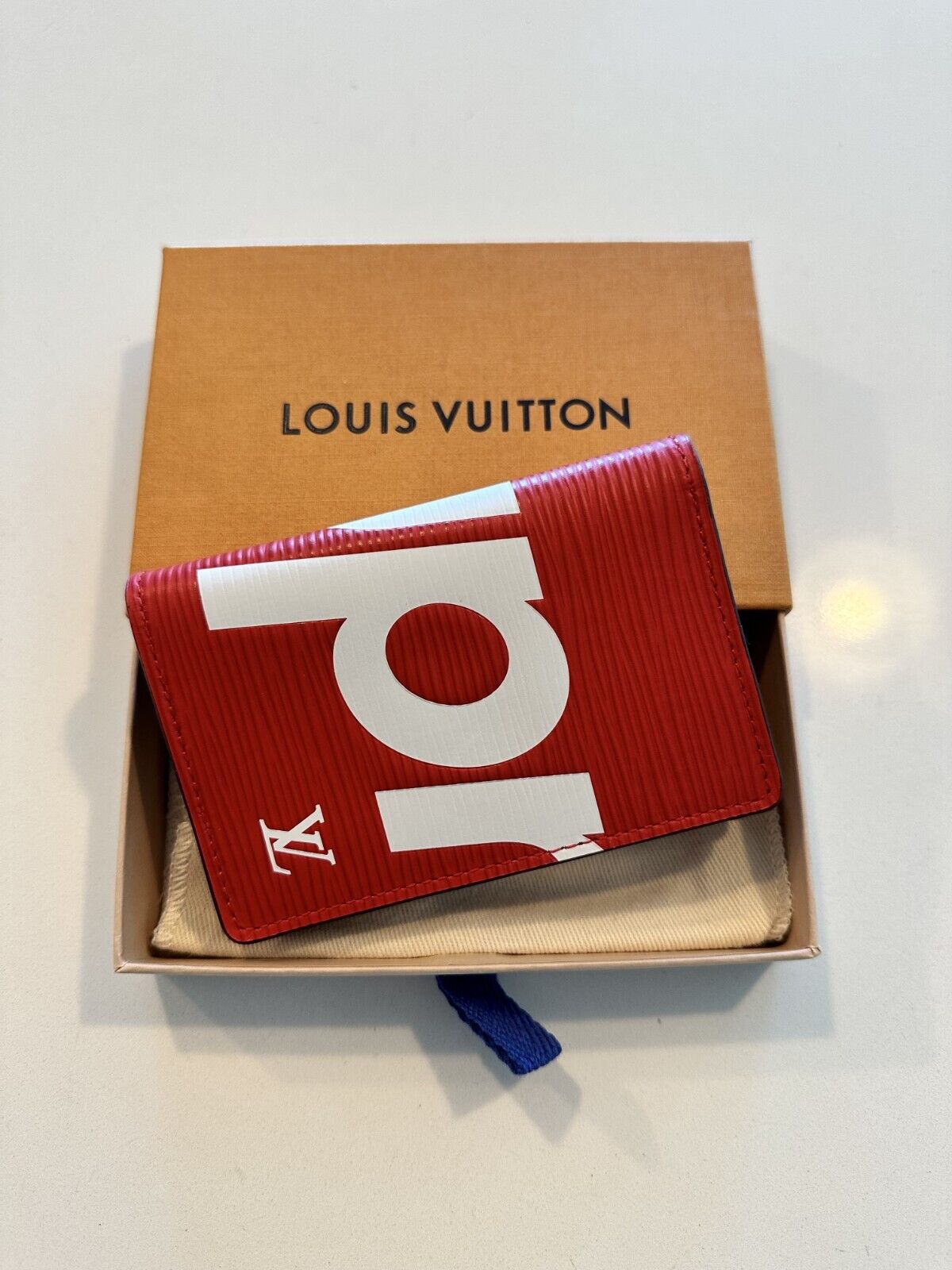 NEW - Louis Vuitton x Supreme Red White Epi Leather Logo NEW - Louis Vuitton x Supreme Red White Epi Leather Logo