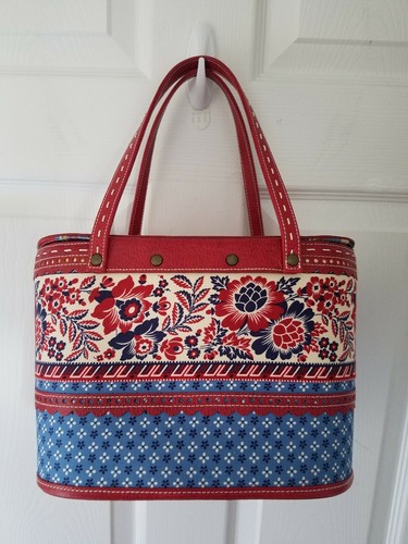 ISABELLA FIORE Red, White & Blue Floral Basket Bag NWT ??