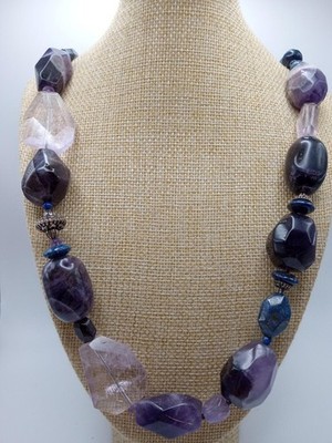 Vtg Signed BARSE Genuine Amethyst Lapis  Stones Sterling 25