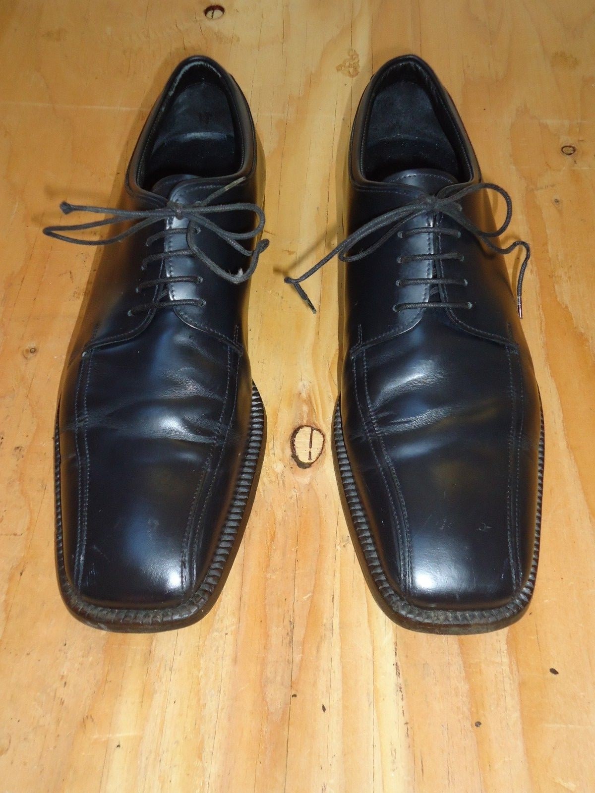 靴 PRADA Square Toe Leather Shoes 6 1/2 Prada square-toe Leather Oxford Shoes | Black | FARFETCH