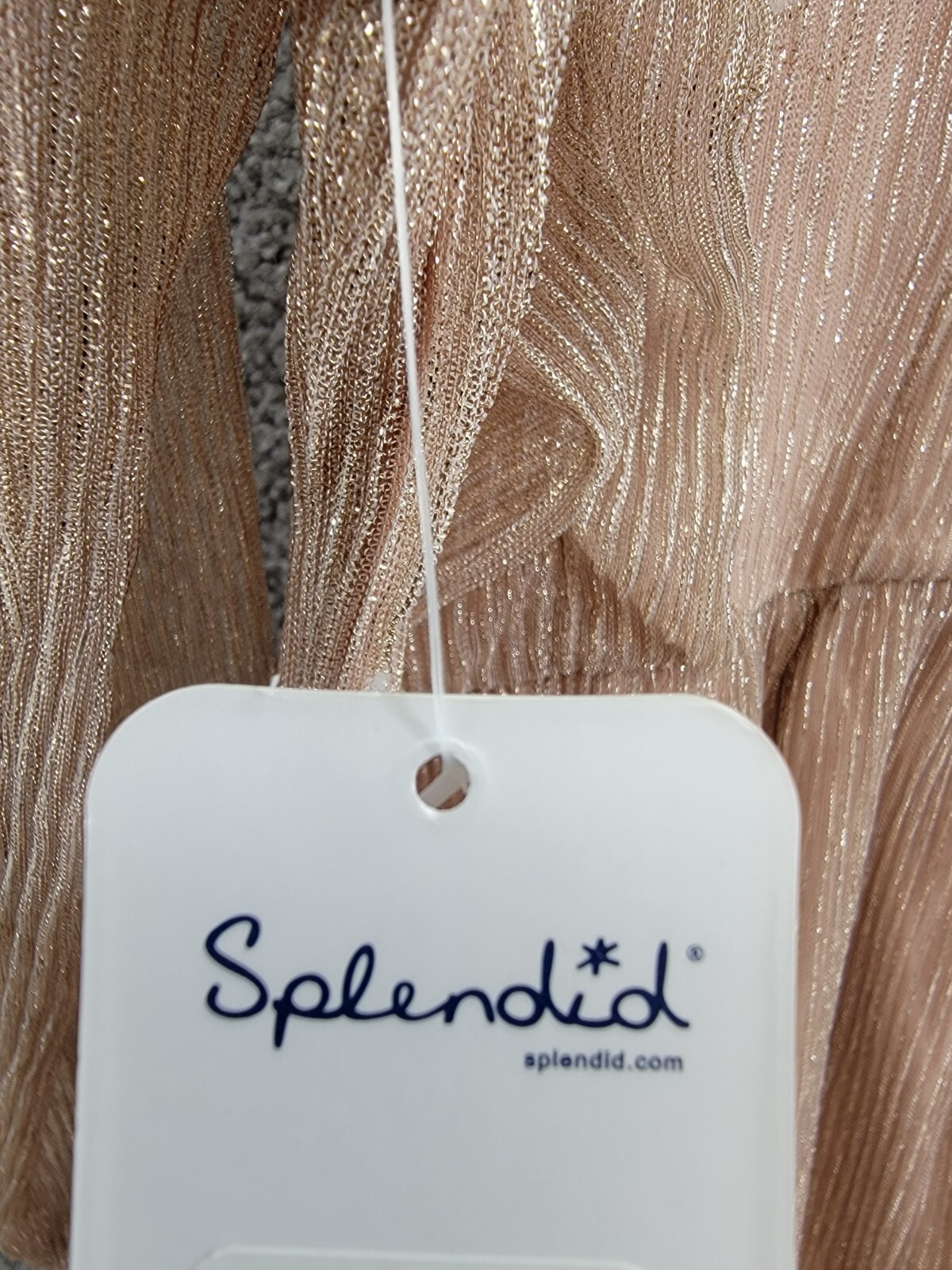 Splendid Glitzy Pleated Tulle Dress Girls' 5 Champagne Round Neck Back Snap L/S - Picture 16 of 17