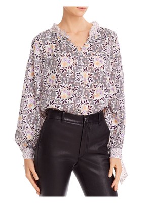 

REBECCA TAYLOR Женская фиолетовая блузка с длинным рукавом и воротником-стойкой Wear To Work Blouse, Фиолетовый
