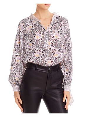 REBECCA TAYLOR Женская фиолетовая блузка с длинным рукавом и воротником-стойкой Wear To Work Blouse 10