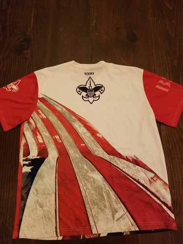 BSA BOY SCOUTS 1910 AMERICAN FLAG JERSEY SHIRT 100% Recycled Polyester Medium