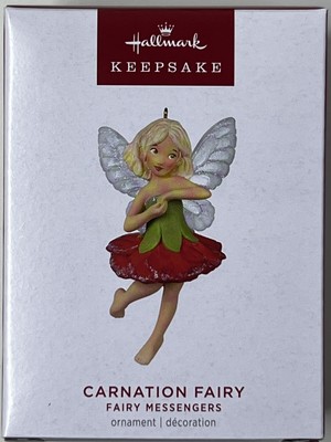 Hallmark Ornament Fairy Messengers Carnation Fairy Figure NEW Free Ship