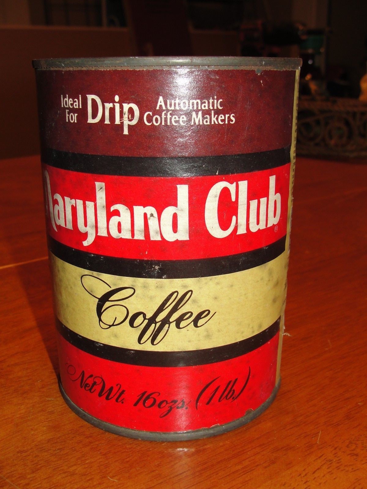 Vintage Lot Maryland Club Drip 16 ozs Tin Metal Coffee Can W/O Lid - Paper Label