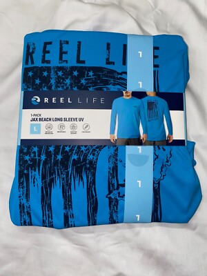 Reel Life Men's Large Long Sleeve Rash Guard JAX Beach UV Protection Ocean