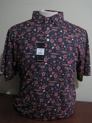 Straight Down Fear & Loathing Mens indigo Las Vegas Medium Golf Polo Shirt NEW