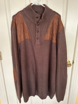 Boulder Creek Trading Co Sweater Men 3XL Dark Brown Padded Elbow Quilted Suede