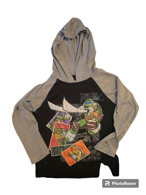 Nickelodeon Ninja Turtles boy's hooded long sleeve T shirt sz 5/6