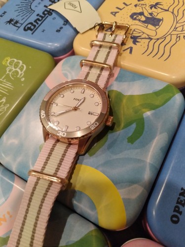 Fossil Dayle Three-Hand Two-Tone Nylon 