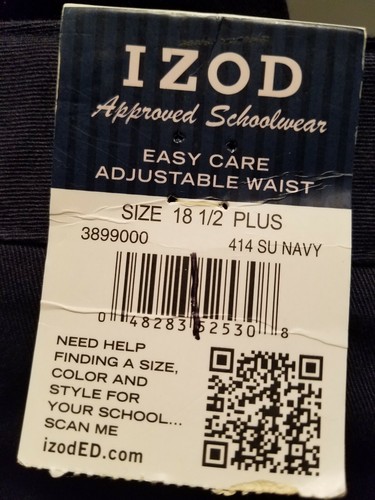 Girl's Plus Size Izod School Wear Navy Pant Size 18 1/2 Plus