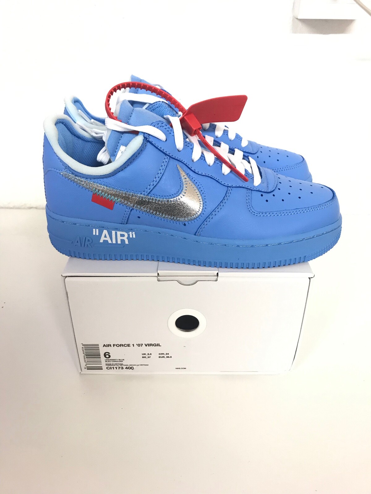 NIKE X OFF WHITE AIR FORCE 1 MCA UNIVERSITY BLUE UK5.5-US6 NIKE X OFF WHITE AIR FORCE 1 MCA UNIVERSITY BLUE UK5.5-US6