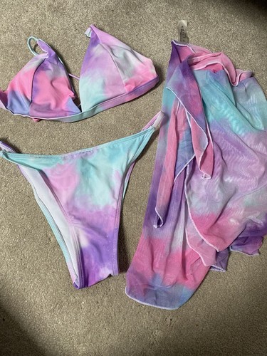 She In Swimsuit Biking And Top Pink Unicorn Size M cover up included