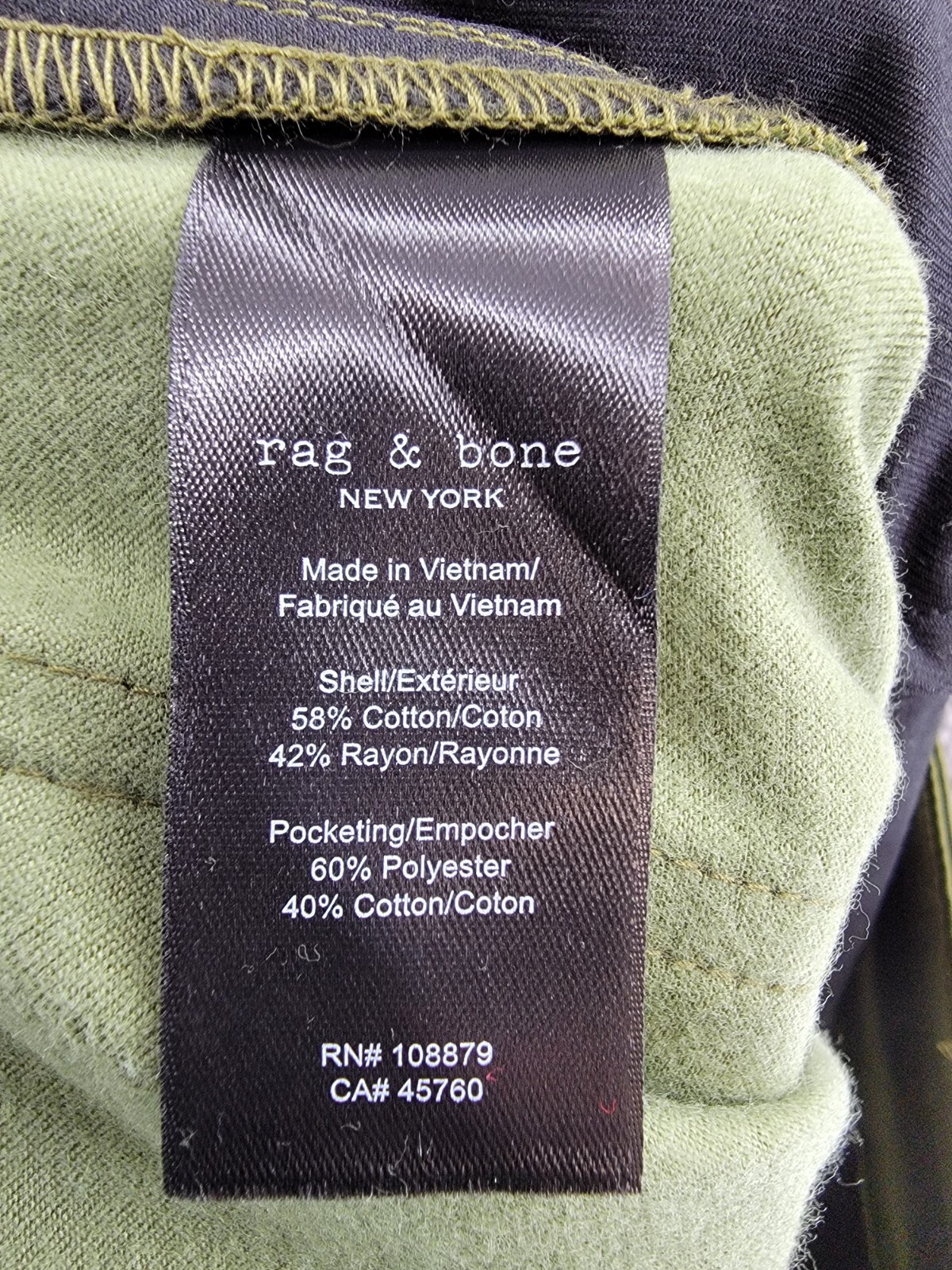 rag & bone Cailyn Satin Cargo Pants Women's 23 Army Green Straight Button Zip - Picture 15 of 18
