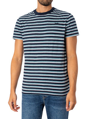 

Мужская футболка в полоску Superdry, синяя, Синий, M1011487A-9CM