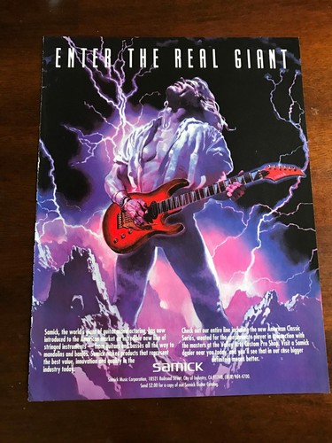 1993 VINTAGE 8X11 PRINT AD FOR SAMICK Guitars ENTER THE REAL GIANT