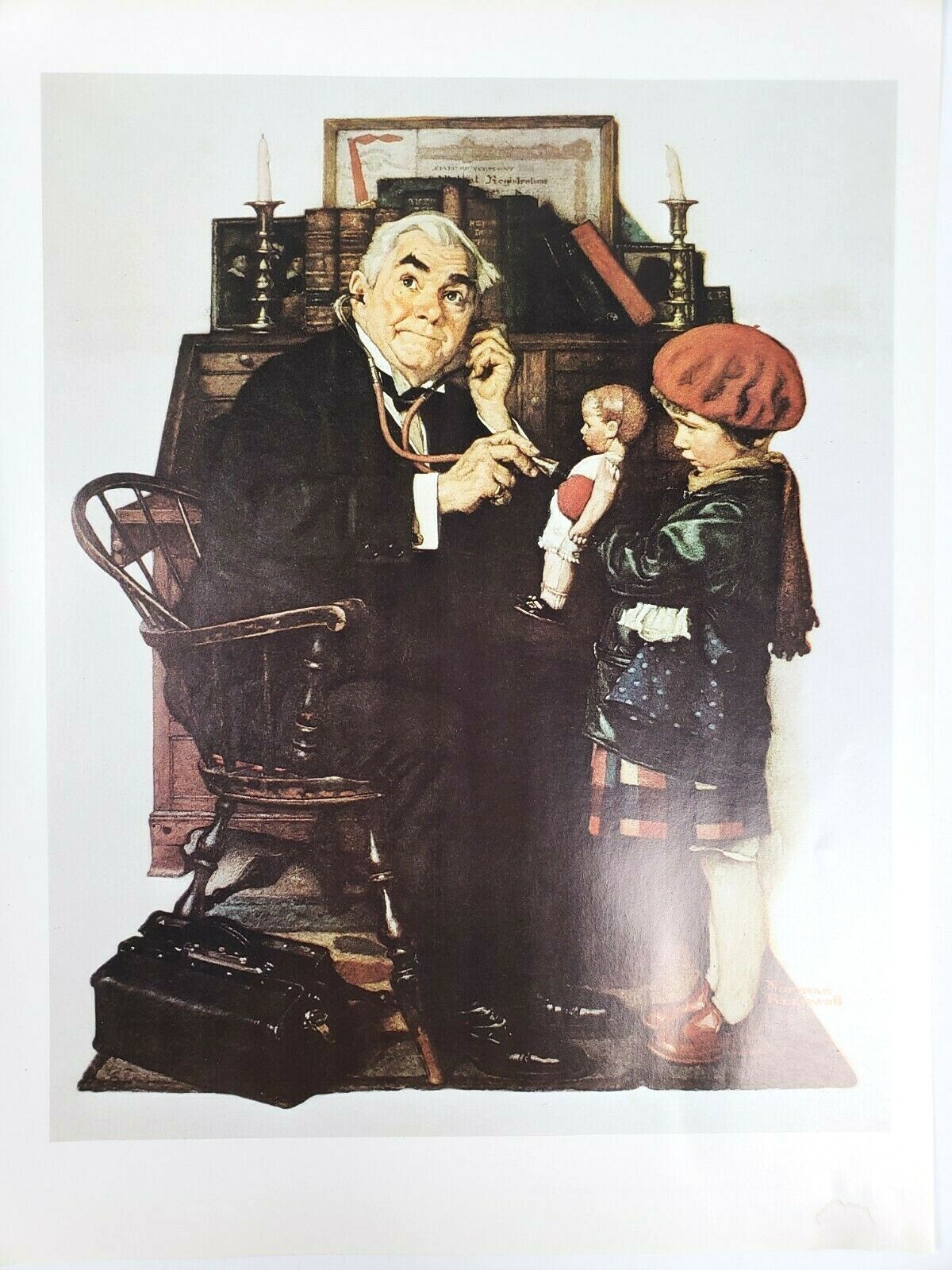 ノーマン・ロックウェル「Doctor and the Doll」ディズニー版 限定10枚】The Doctor and Doll 1929 - CURTIS PUBLISHING 1982