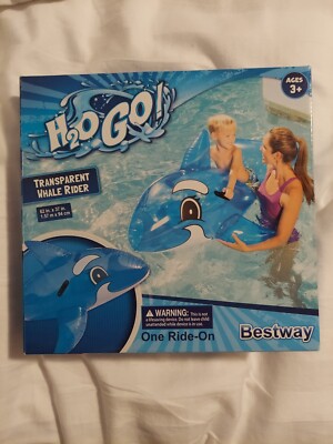H2O GO! Blue Transparent Whale Rider 62'' x 37''  Inflatable Vinyl  New