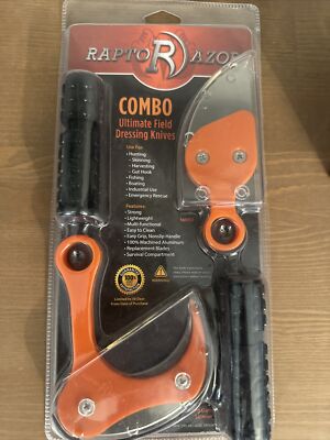 Raptorazor Orange Injection Molded Ultimate Field Dressing Knives Combo Set