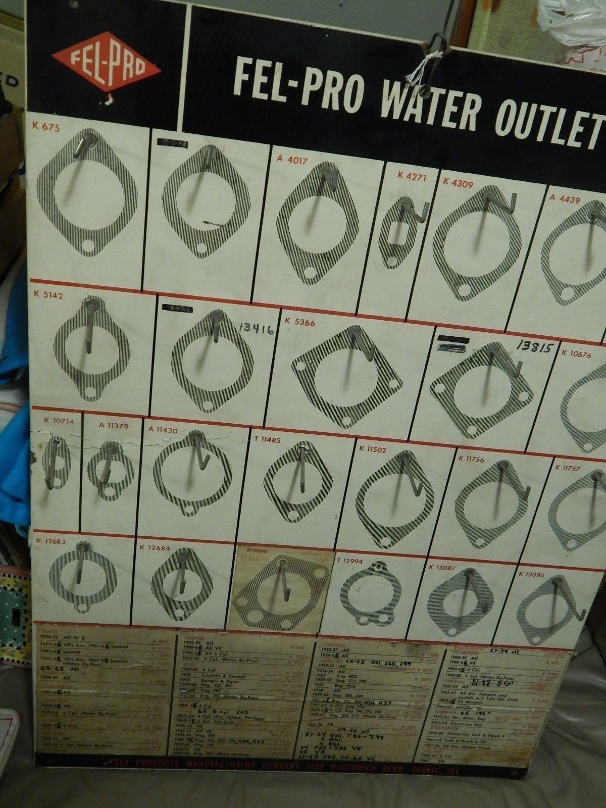 1964 FEL-PRO Water Outlet Gaskets [In-Store Display] De Soto_Edsel_Comet_Nash_+