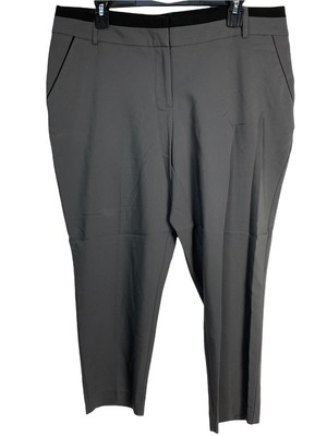 Apt. 9 Womens Dress Pants 16 Gray Black Work Cotton Blend Flat Front Tapered 