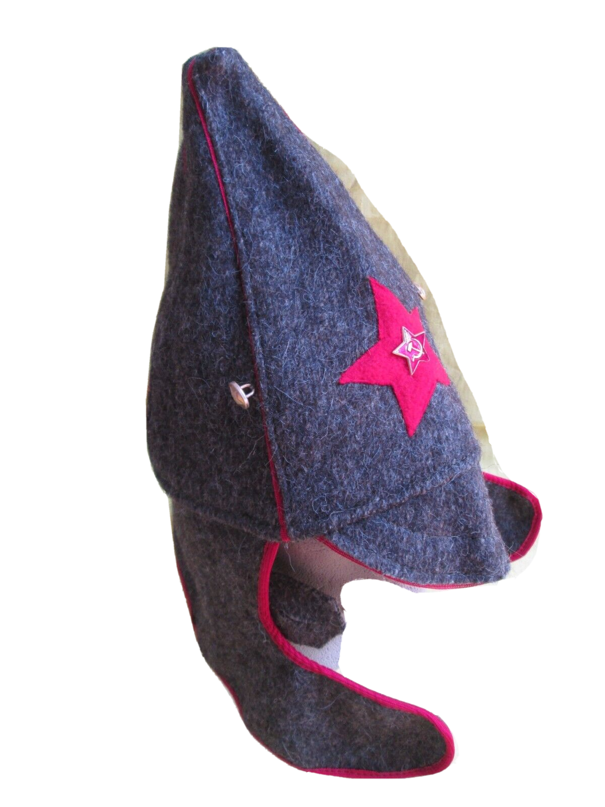 Budenovka WWI/II Replica Russian Peak Hat with Red Star/Size L