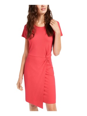 

ULTRA FLIRT Женское коралловое платье-футляр выше колена с короткими рукавами для подростков, Коралл